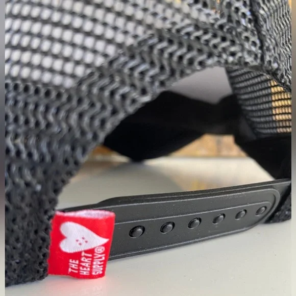 White and Black Trucker Hat with Red Embroidered Heart The Heart Supply Brand OS - Picture 4 of 4